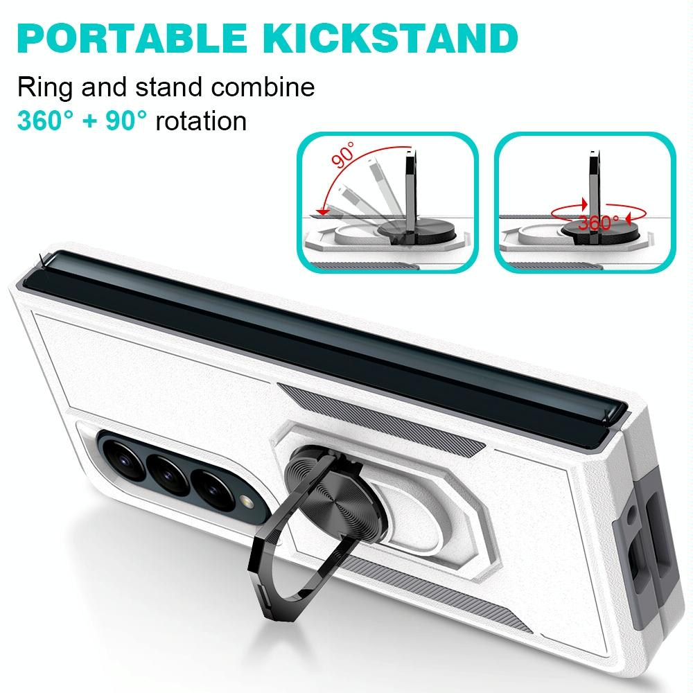NNEDSZ Galaxy Z Fold 4 Tpu Shockproof Case With Ring - 2 In 1 Design - Dark Green